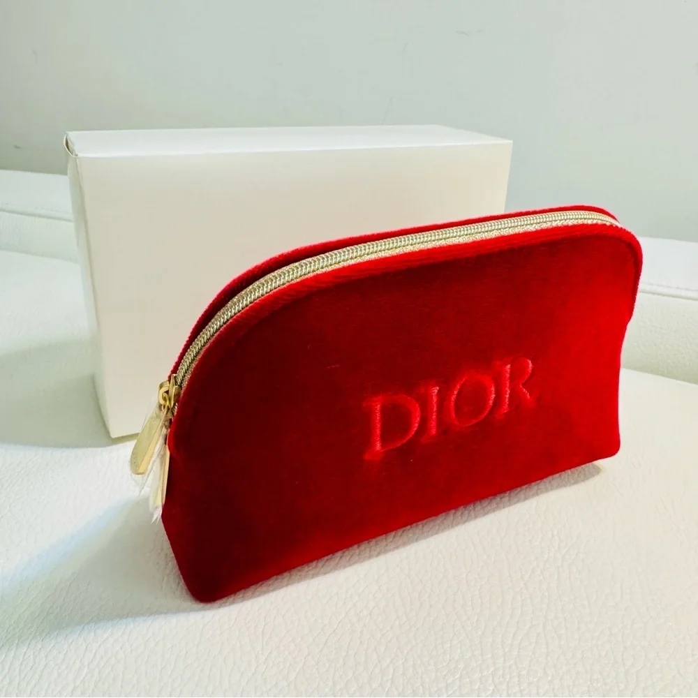 Dior red velvet pouch for holidays